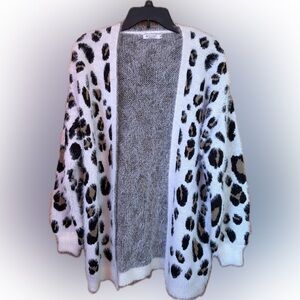 Leopard Print Open Front Sweater